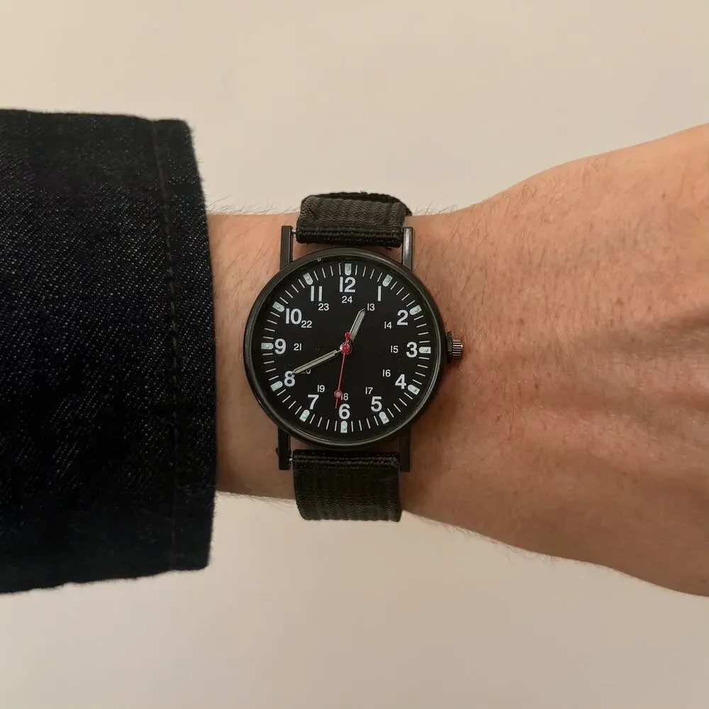 Black Analog Watch Unisex Minimalist Streetwear Style Quartz New